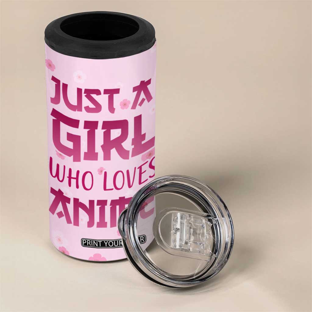 Anime Lover Gifts for Girls 4 in 1 Can Cooler Tumbler Just A Girl Who Loves Anime TB09 Print Your Wear