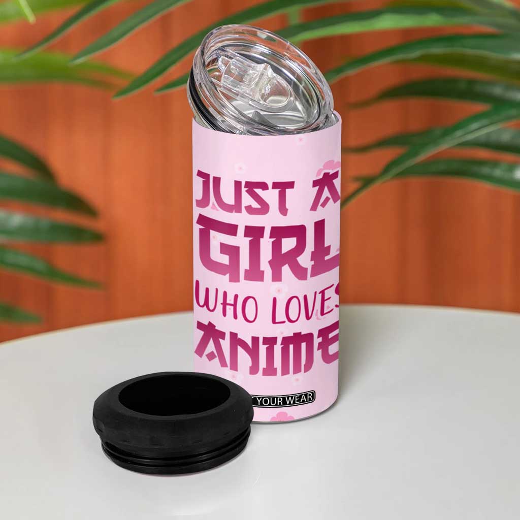 Anime Lover Gifts for Girls 4 in 1 Can Cooler Tumbler Just A Girl Who Loves Anime TB09 Print Your Wear