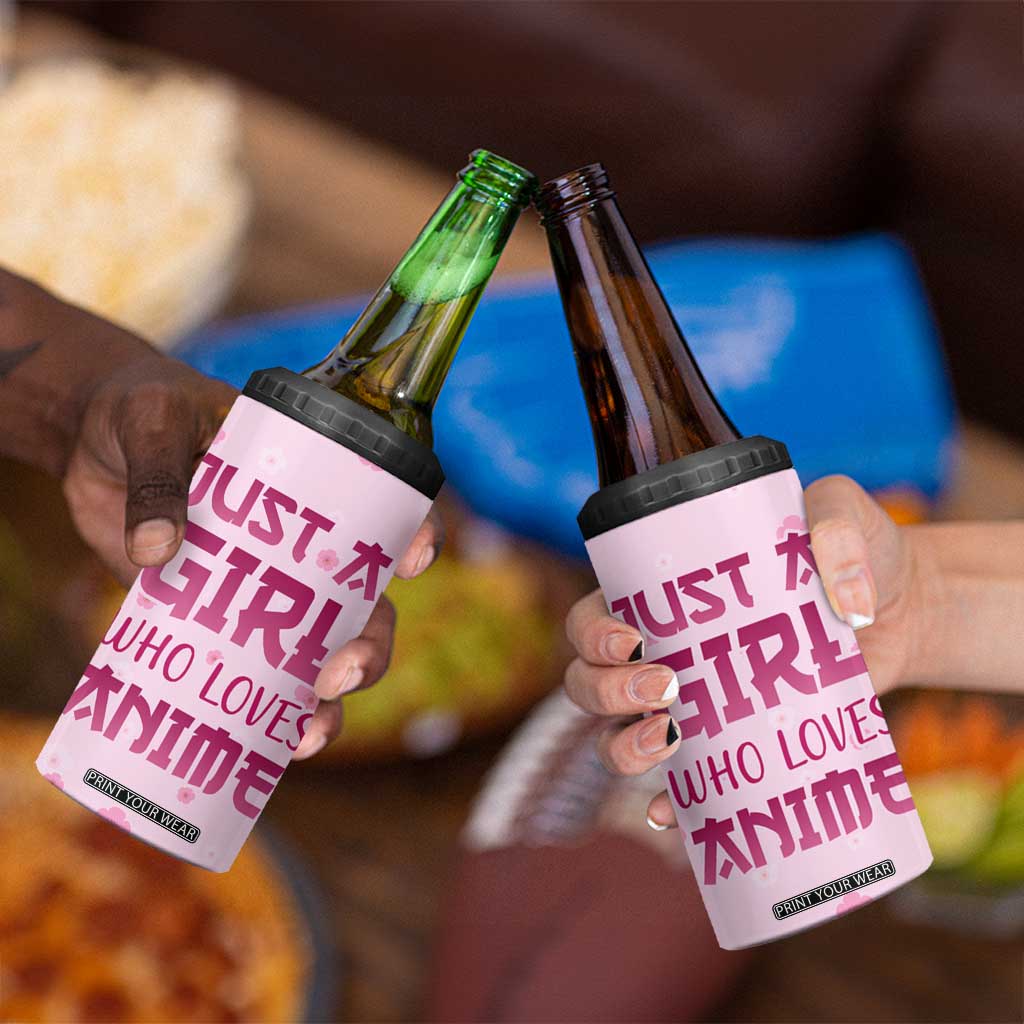 Anime Lover Gifts for Girls 4 in 1 Can Cooler Tumbler Just A Girl Who Loves Anime TB09 Print Your Wear