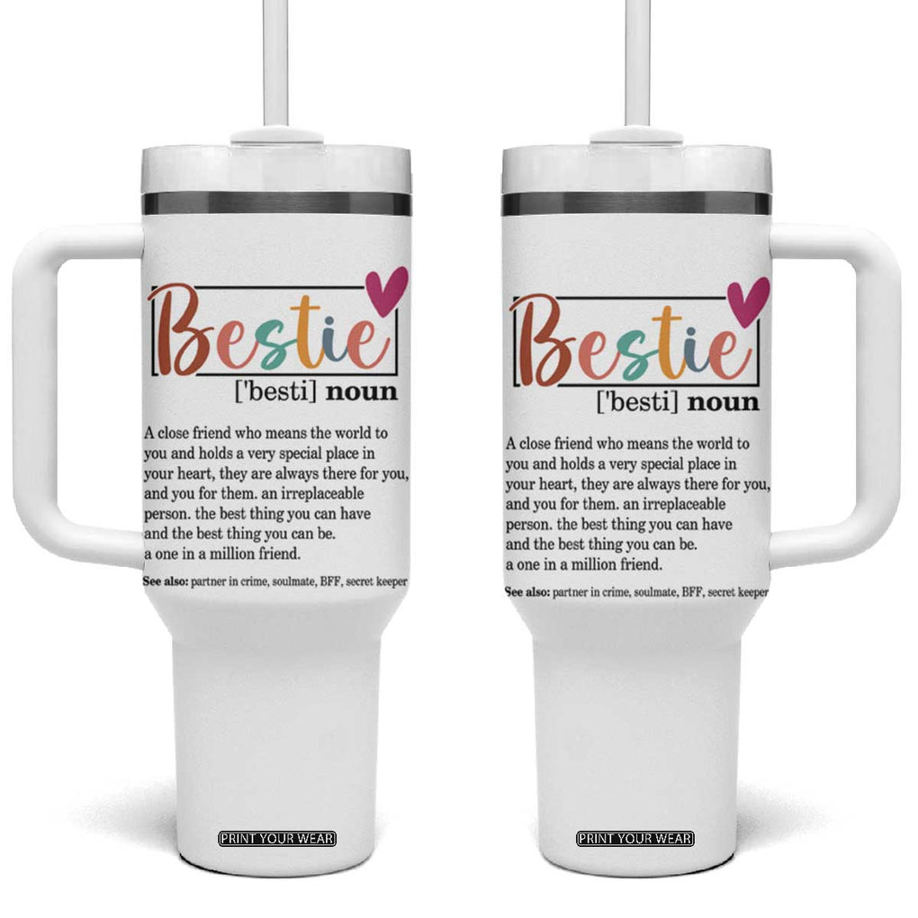 Gifts for Best Friends Tumbler With Handle Bestie Definition TB09 One Size: 40 oz White Print Your Wear