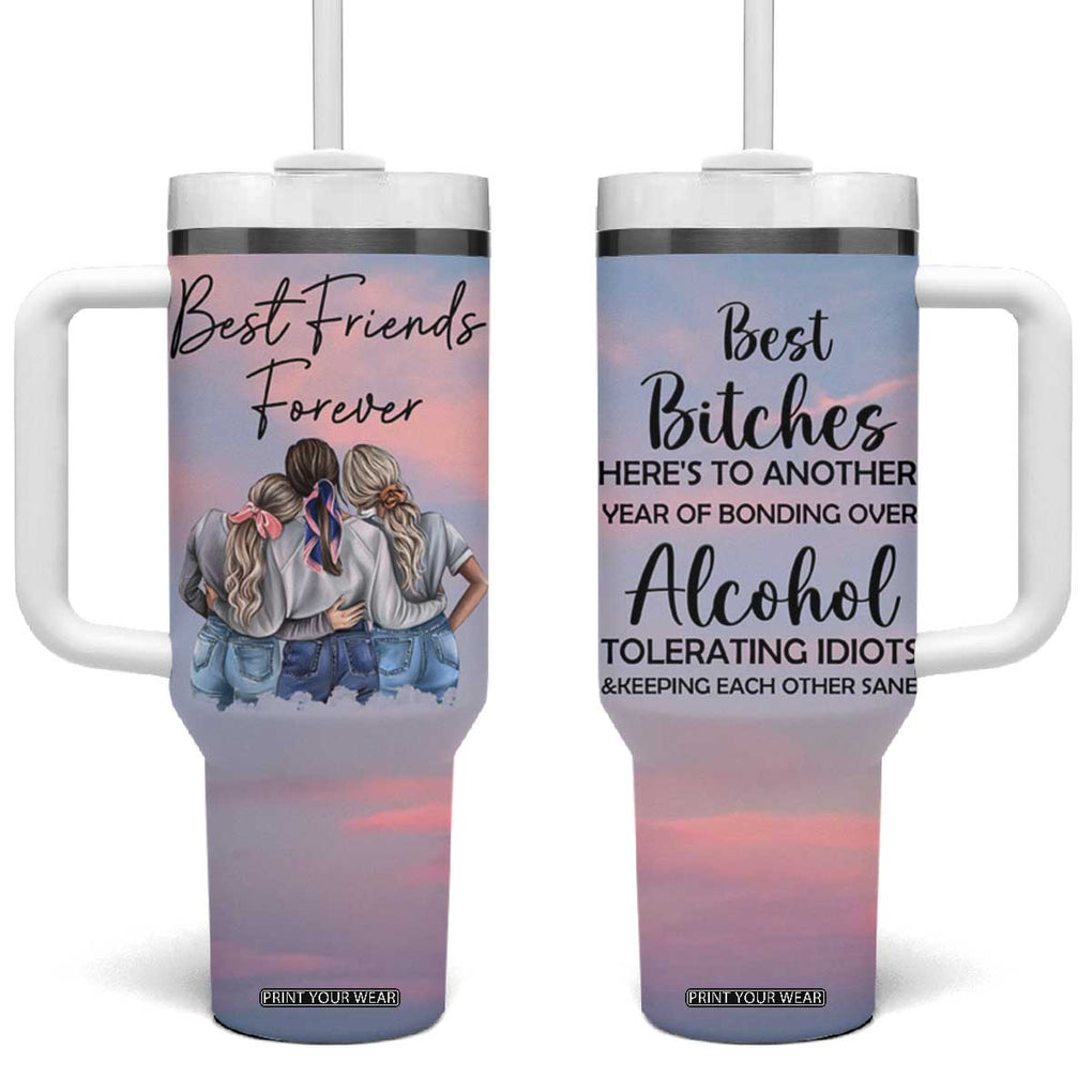 Friendship Gifts Tumbler With Handle Best Friends Forever TB09 One Size: 40 oz Pink Blue Sky Print Your Wear