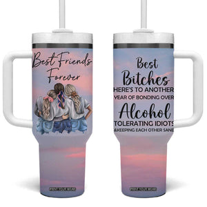 Friendship Gifts Tumbler With Handle Best Friends Forever TB09 One Size: 40 oz Pink Blue Sky Print Your Wear