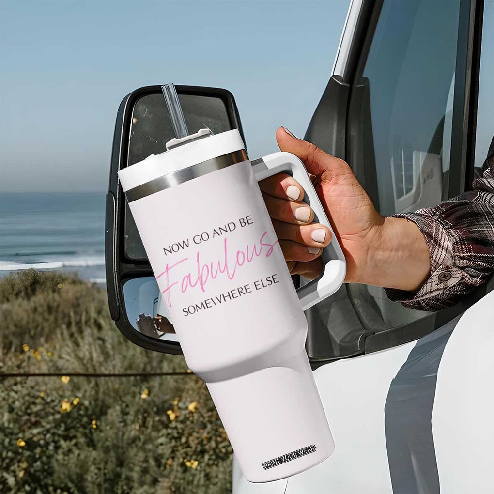 Funny Farewell Gift for Coworker Tumbler With Handle New Job Congrats Now Go And Be Fabulous TB09 Print Your Wear