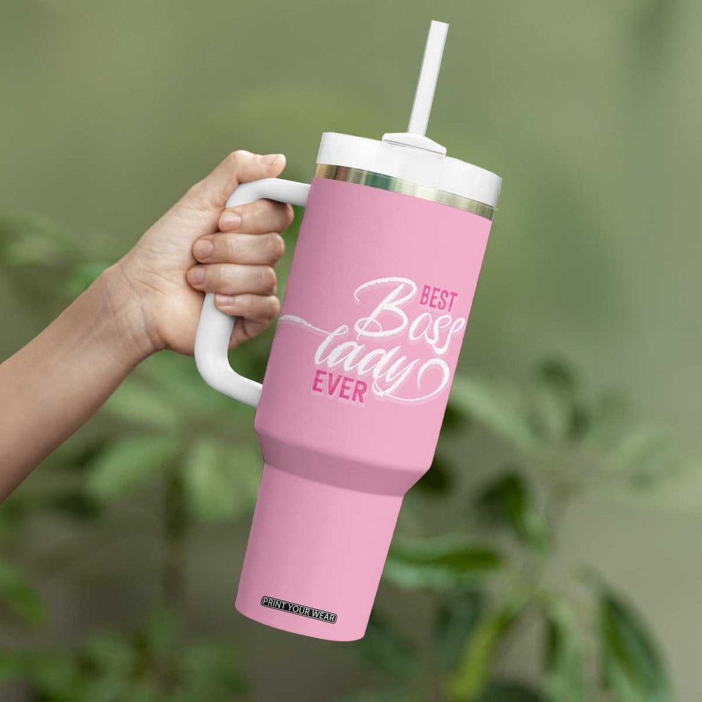 Gifts for Female Boss Tumbler With Handle Best Boss Lady Ever TB09 Print Your Wear