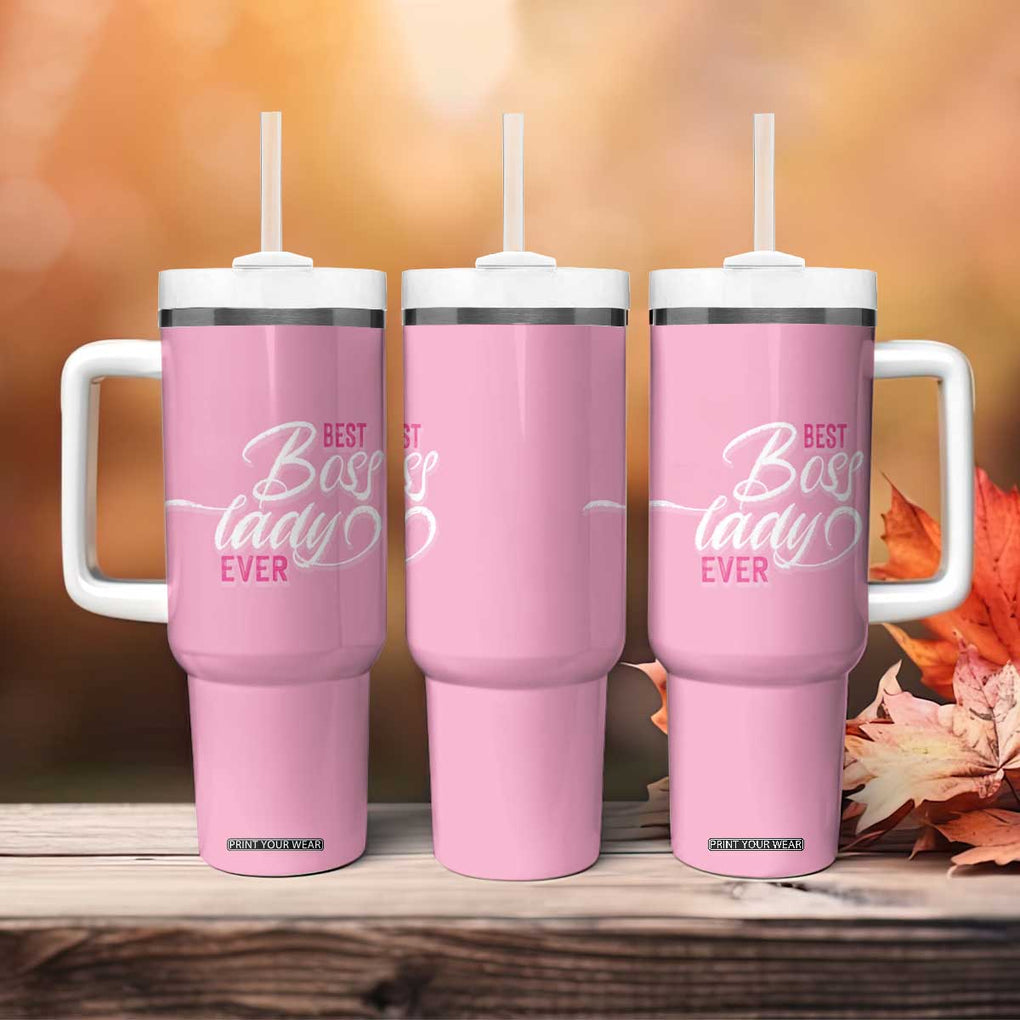 Gifts for Female Boss Tumbler With Handle Best Boss Lady Ever TB09 Print Your Wear