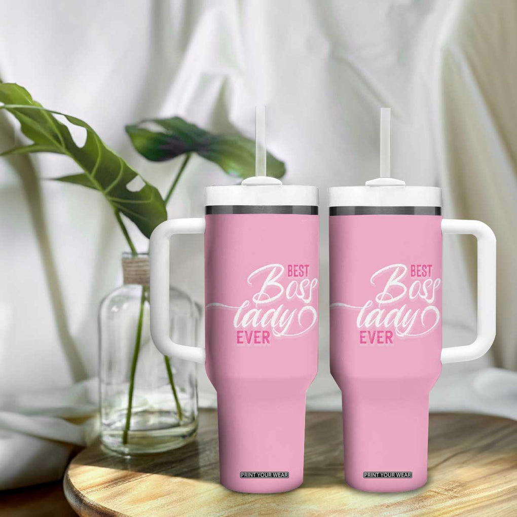 Gifts for Female Boss Tumbler With Handle Best Boss Lady Ever TB09 Print Your Wear