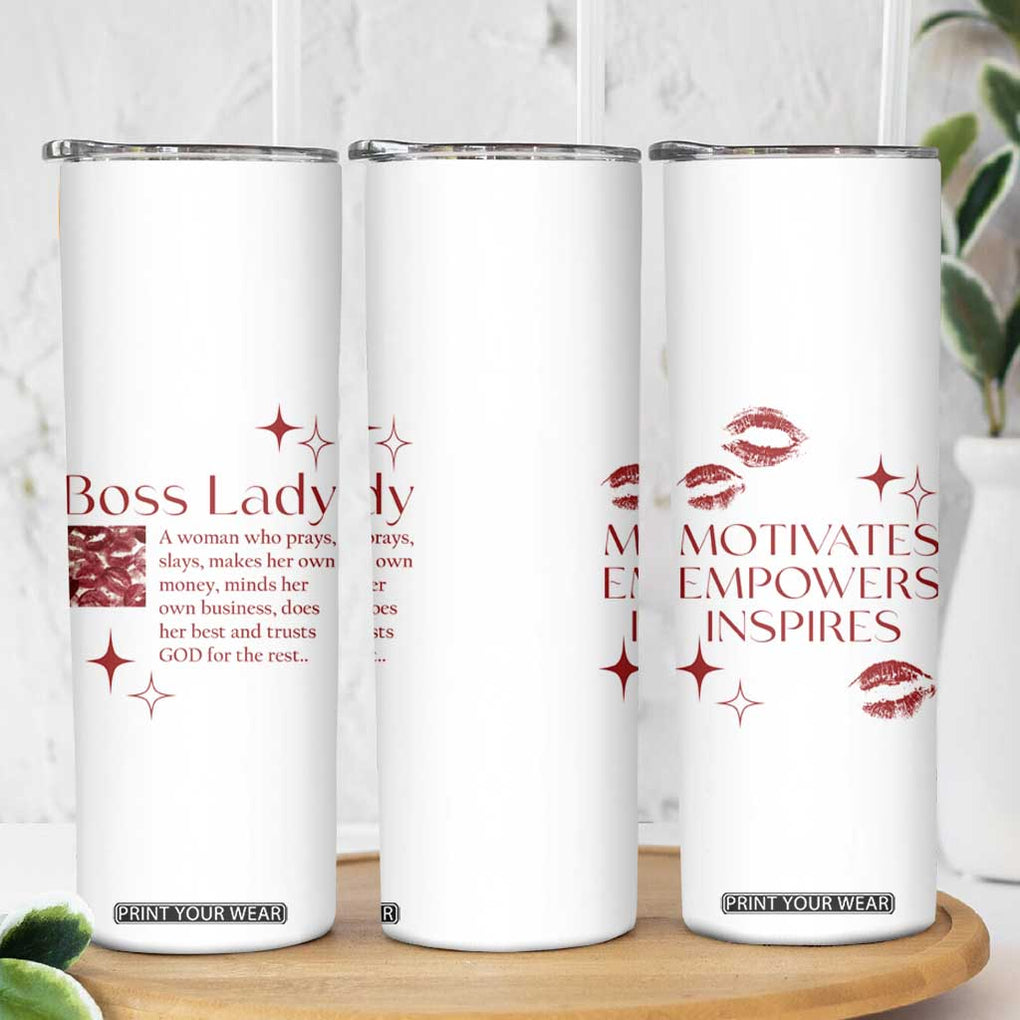 Best Boss Gifts for Women Skinny Tumbler Boss Lady Definition Motivates Empowers Inspires TB09 Print Your Wear