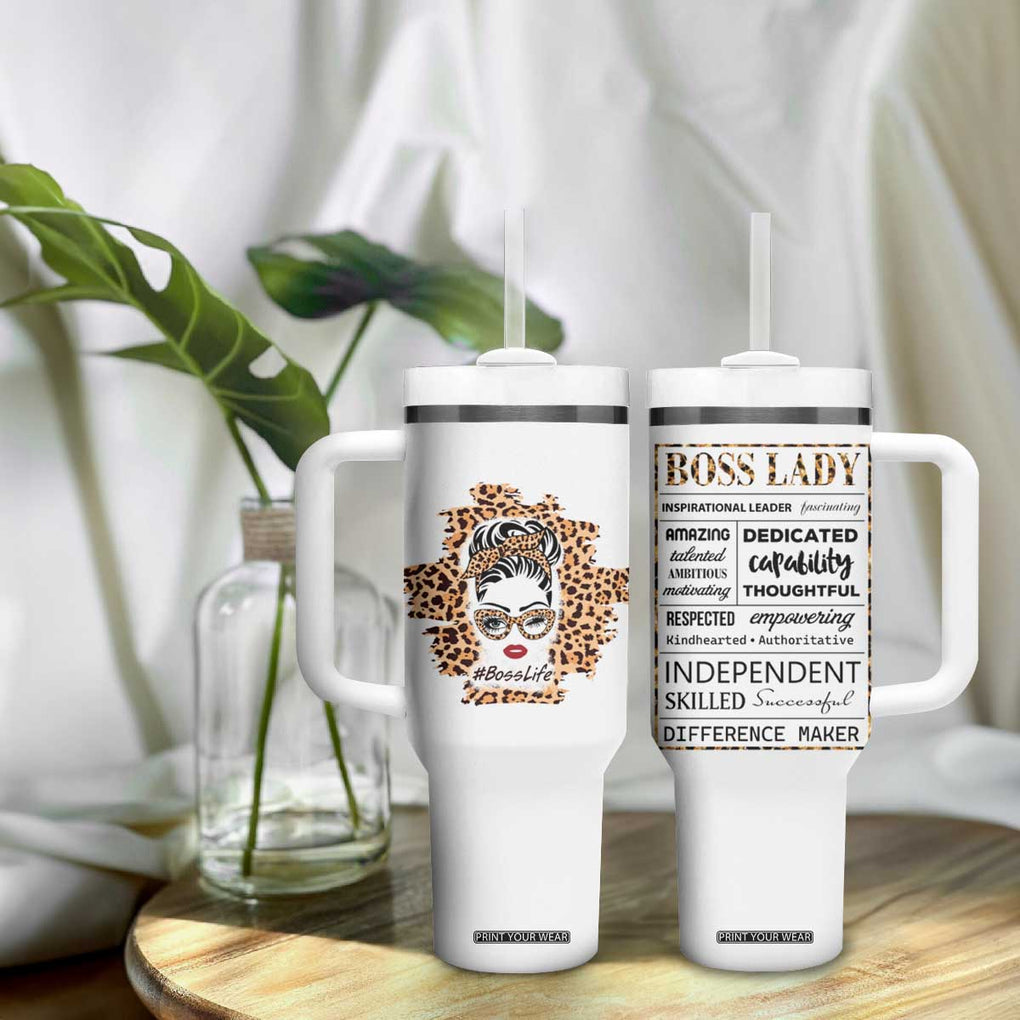 Best Boss Gifts for Women Tumbler With Handle Boss Lady Life Leopard TB09 Print Your Wear