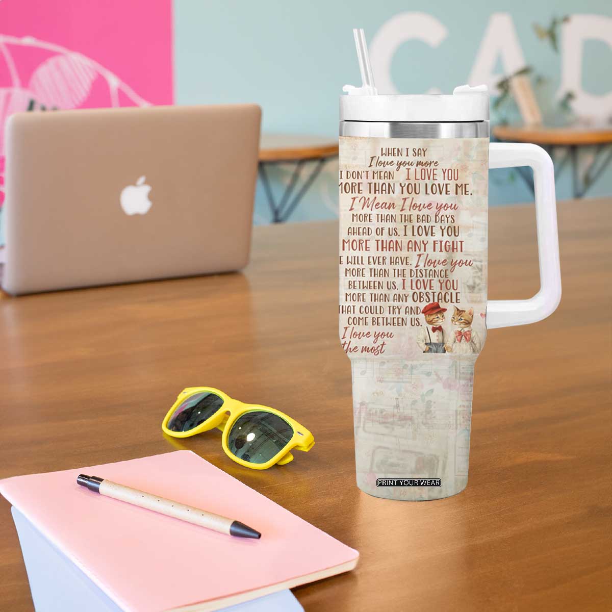Cute Couple Tumbler With Handle You And Me We Got This Vintage Cats TB09 Print Your Wear