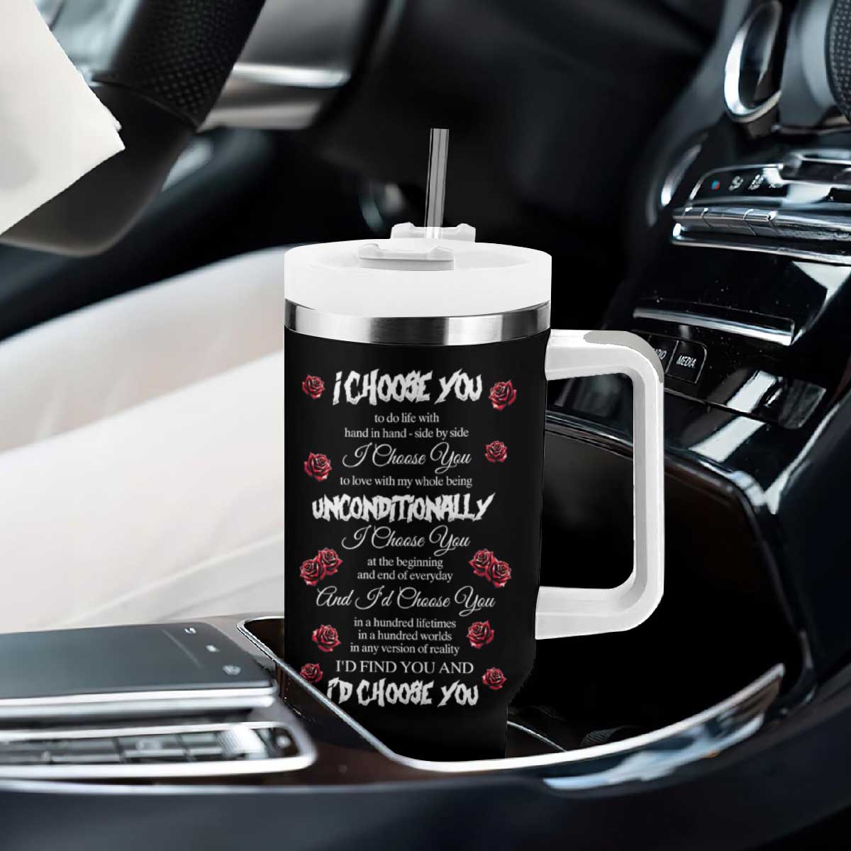 Romantic Gift for Valentine Tumbler With Handle I Choose You Love You Forever And Always TB09 Print Your Wear