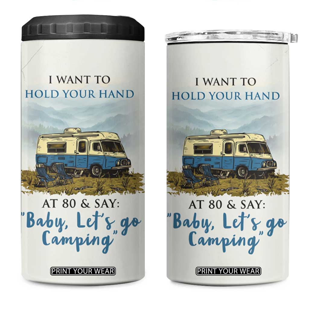 Romantic Gift for Couple 4 in 1 Can Cooler Tumbler I Want To Hold Your Hand At 80 Valentine Anniversary TB09 One Size: 16 oz Beige Print Your Wear