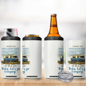 Romantic Gift for Couple 4 in 1 Can Cooler Tumbler I Want To Hold Your Hand At 80 Valentine Anniversary TB09 Print Your Wear