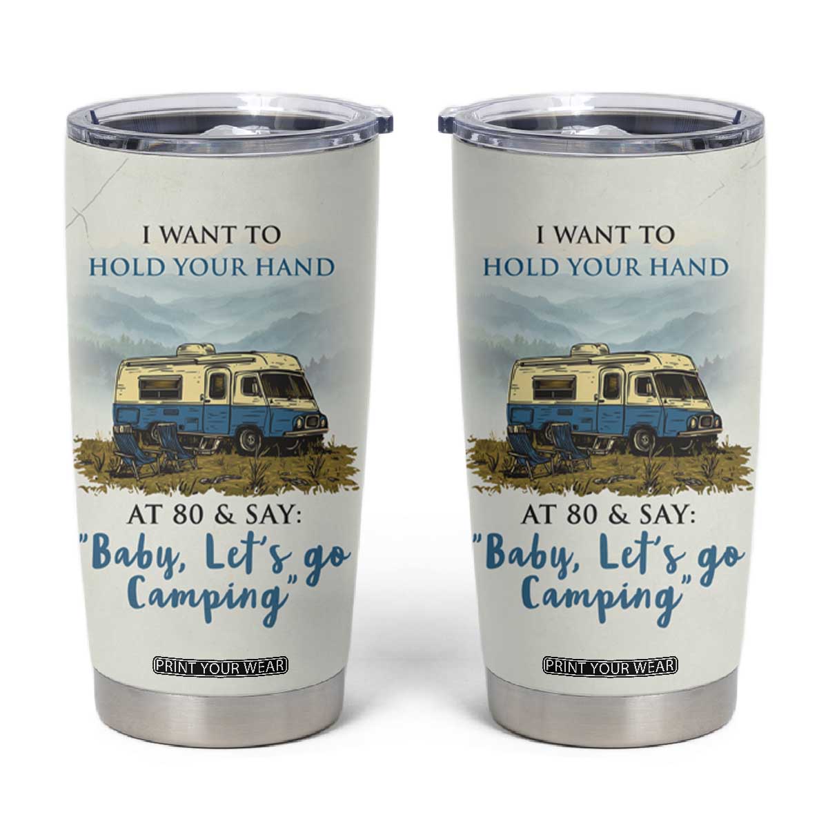 Romantic Gift for Couple Tumbler Cup I Want To Hold Your Hand At 80 Valentine Anniversary TB09 Beige Print Your Wear