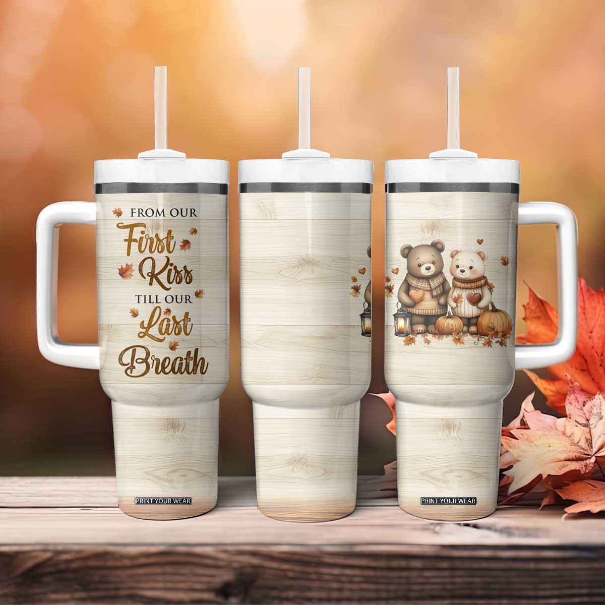 Romantic Gift for Couple Tumbler With Handle From Our First Kiss Till Our Last Breath Valentine Anniversary TB09 Print Your Wear