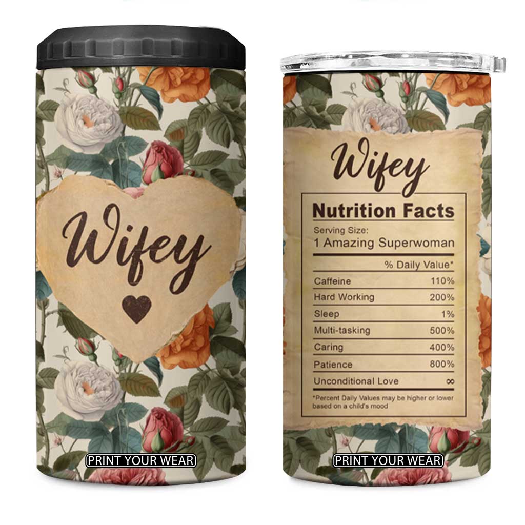 Valentines Day Gifts for Her 4 in 1 Can Cooler Tumbler Best Wife Ever TB09 One Size: 16 oz Vintage Roses Print Your Wear