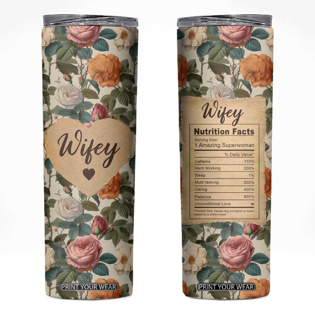 Valentines Day Gifts for Her Skinny Tumbler Best Wife Ever TB09 Vintage Roses Print Your Wear