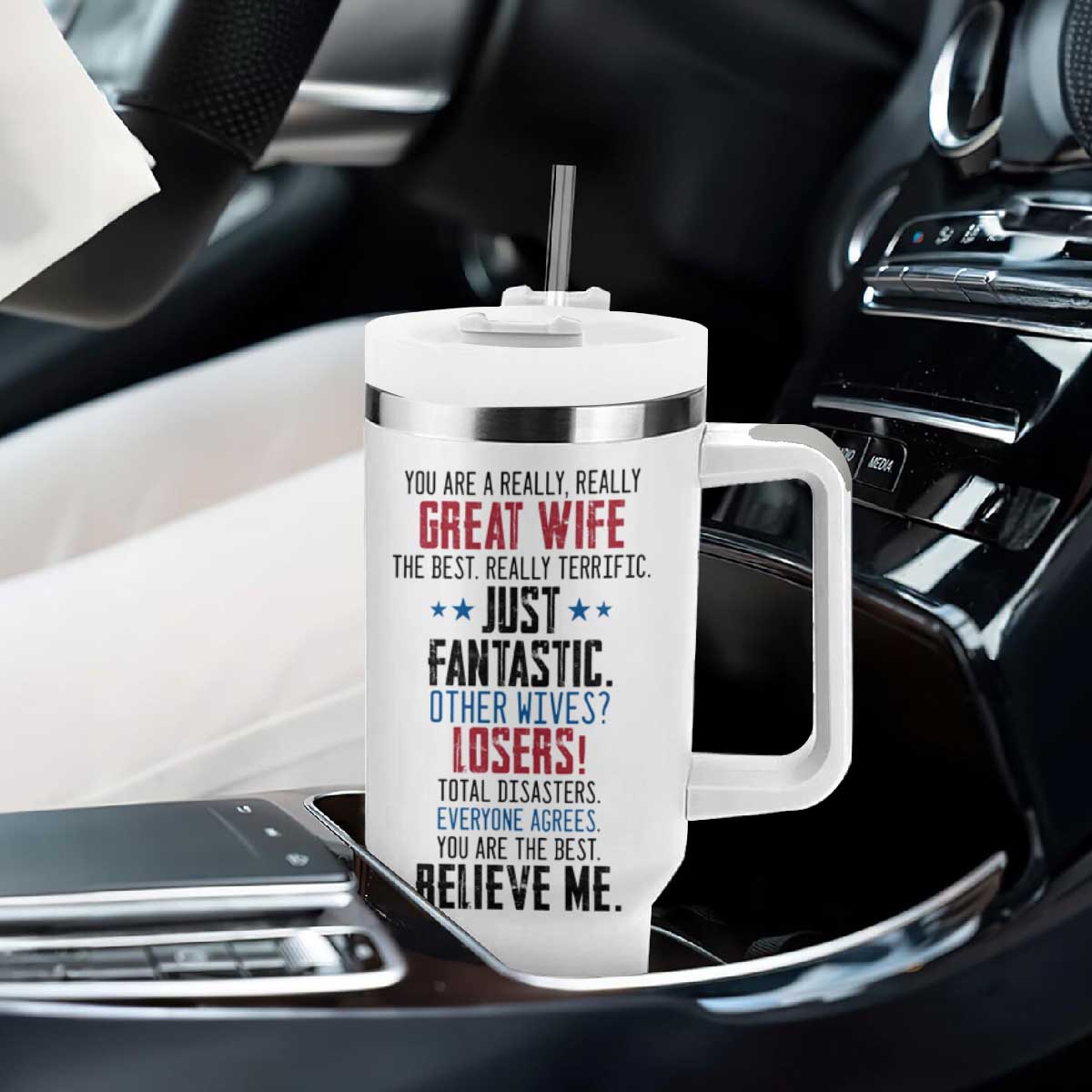 Funny Gifts for Wife Tumbler With Handle Best Wife Ever Trump Anniversary Valentines TB09 Print Your Wear