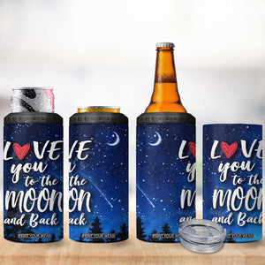 Romantic Gift for Couple 4 in 1 Can Cooler Tumbler Love You To The Moon And Back TB09 Print Your Wear