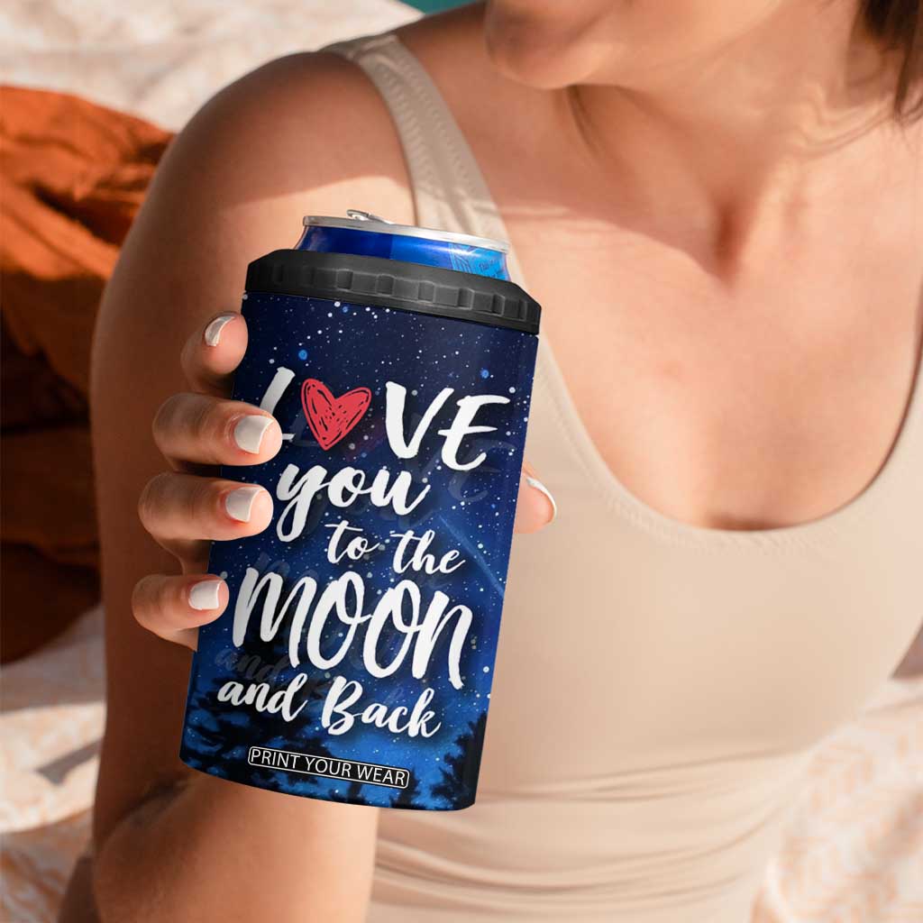 Romantic Gift for Couple 4 in 1 Can Cooler Tumbler Love You To The Moon And Back TB09 Print Your Wear