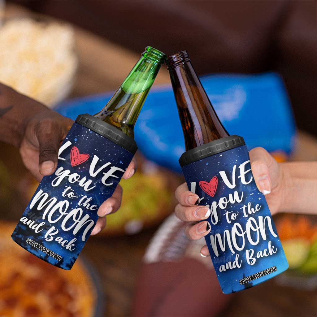 Romantic Gift for Couple 4 in 1 Can Cooler Tumbler Love You To The Moon And Back TB09 Print Your Wear