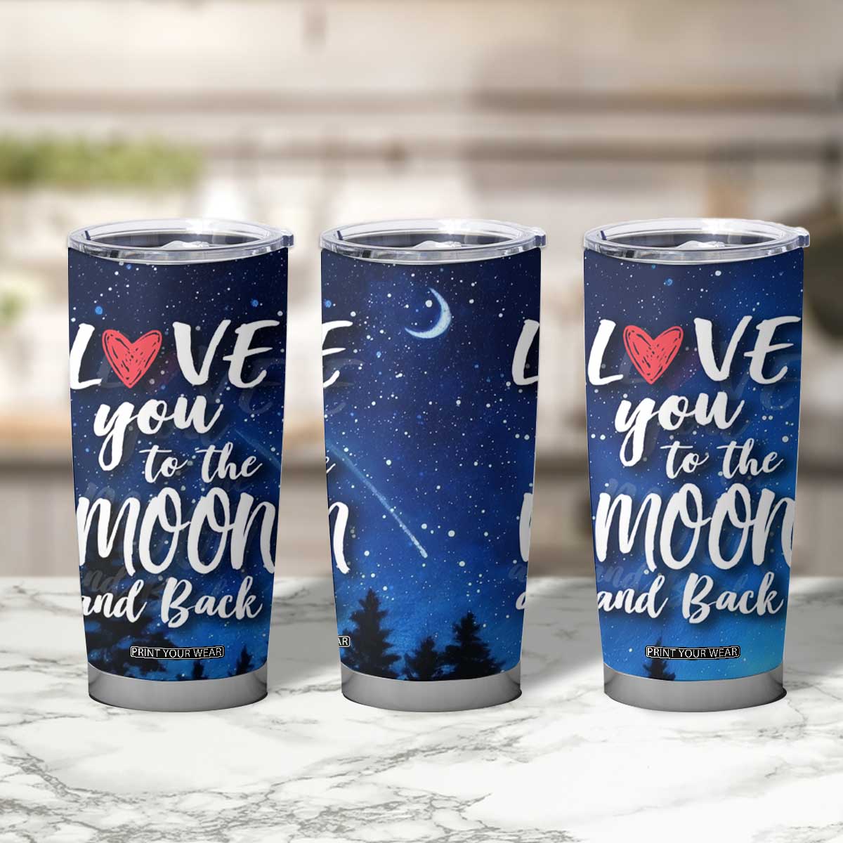 Romantic Gift for Couple Tumbler Cup Love You To The Moon And Back TB09 Print Your Wear