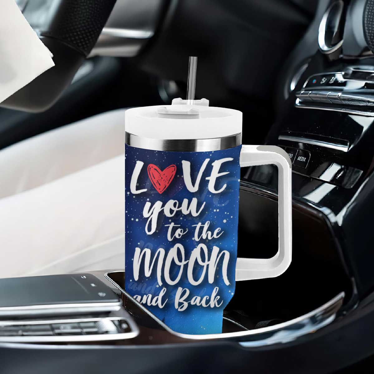 Romantic Gift for Couple Tumbler With Handle Love You To The Moon And Back TB09 Print Your Wear