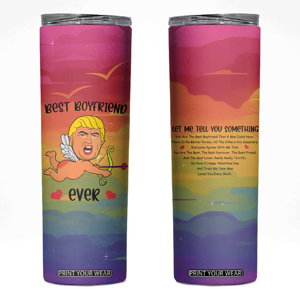 Gifts for Gay Boyfriend Skinny Tumbler Funny Trump Cupid Best Boyfriend Ever TB09 Rainbow Print Your Wear
