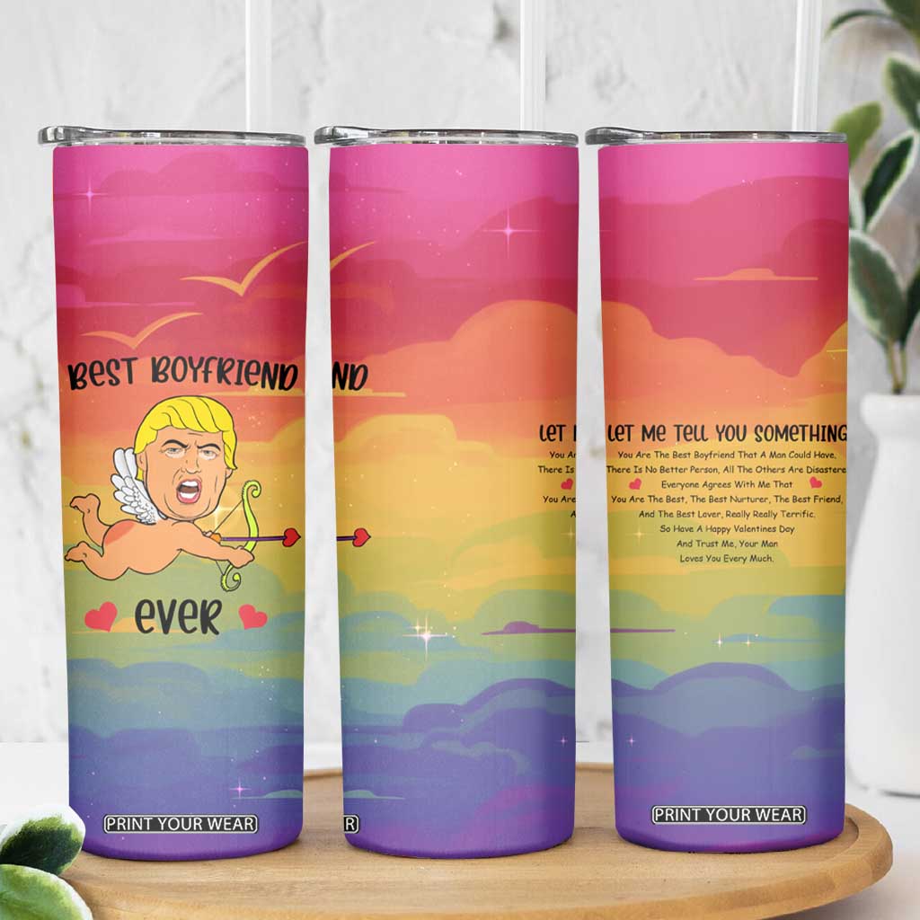 Gifts for Gay Boyfriend Skinny Tumbler Funny Trump Cupid Best Boyfriend Ever TB09 Print Your Wear