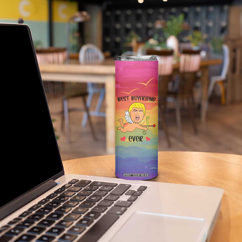 Gifts for Gay Boyfriend Skinny Tumbler Funny Trump Cupid Best Boyfriend Ever TB09 Print Your Wear