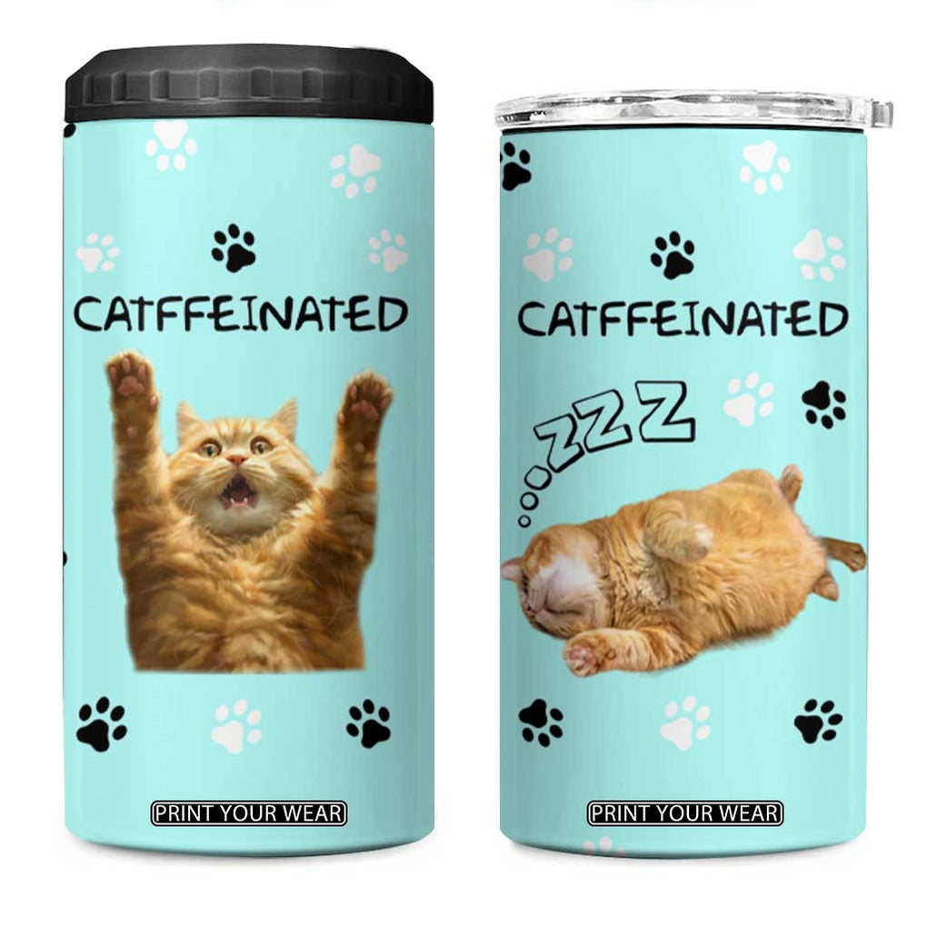Cute Cat Coffee 4 in 1 Can Cooler Tumbler Catffeinated Decaf Coffee Mug TB10 One Size: 16 oz Blue Print Your Wear