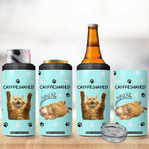 Cute Cat Coffee 4 in 1 Can Cooler Tumbler Catffeinated Decaf Coffee Mug TB10 Print Your Wear