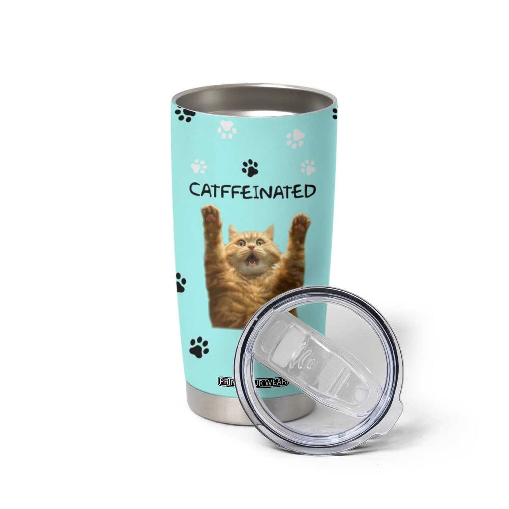 Cute Cat Coffee Tumbler Cup Catffeinated Decaf Coffee Mug TB10 Print Your Wear