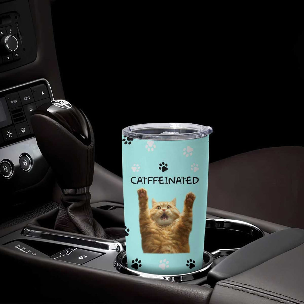 Cute Cat Coffee Tumbler Cup Catffeinated Decaf Coffee Mug TB10 Print Your Wear