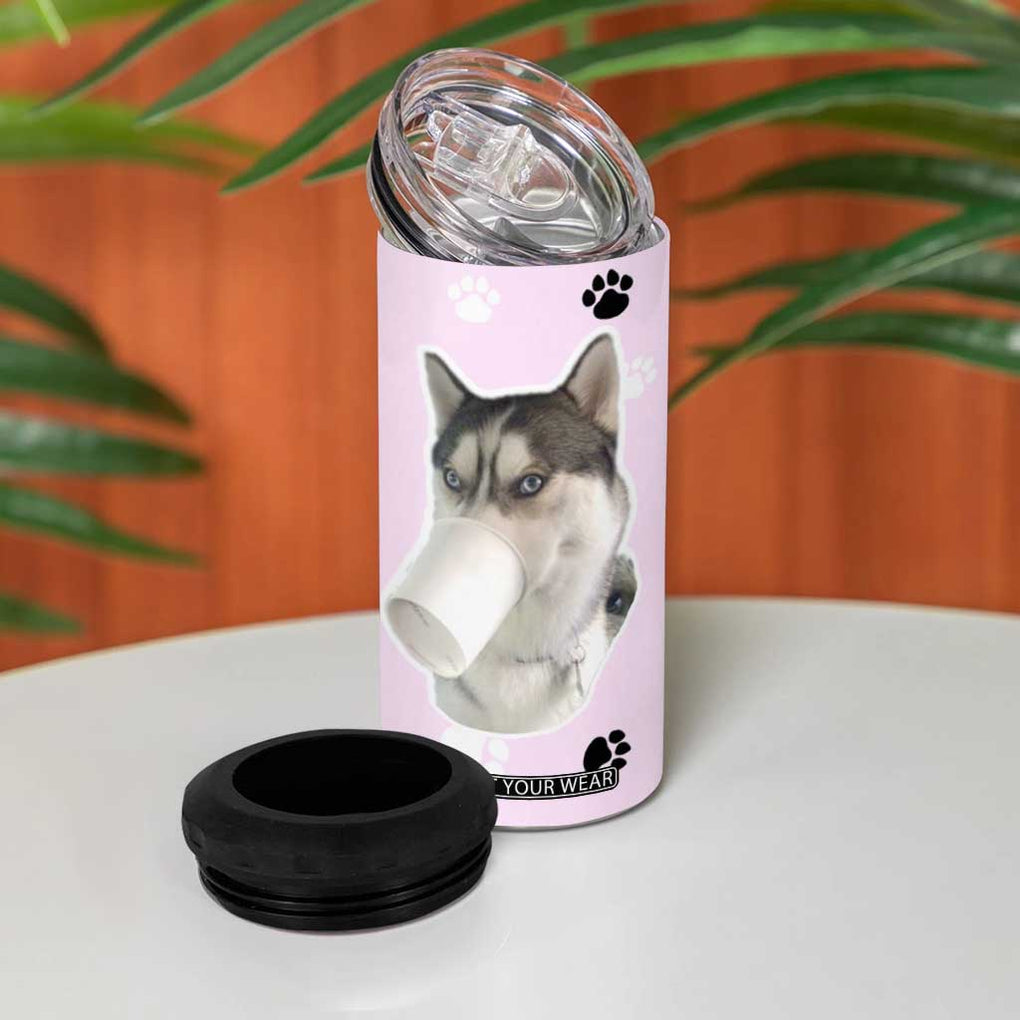 Funny Husky 4 in 1 Can Cooler Tumbler Everything Tastes Better With Dog Hair Gifts for Husky Owner TB10 Print Your Wear