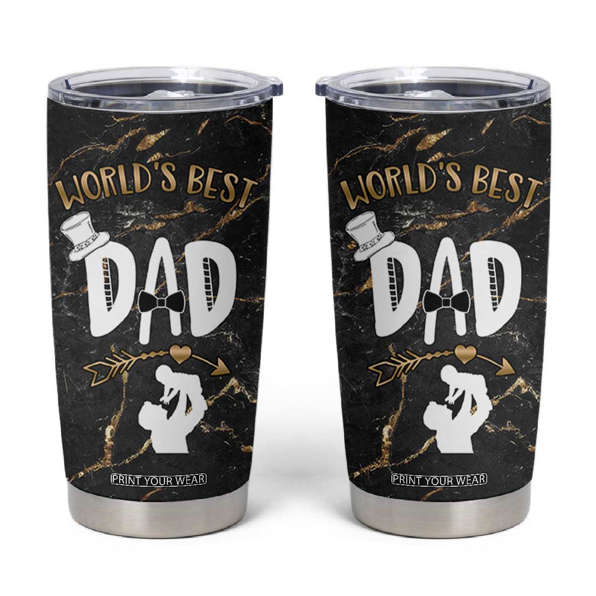 Father's Day Gift For Dad Tumbler Cup World's Best Dad Daddy TB10 Black Print Your Wear