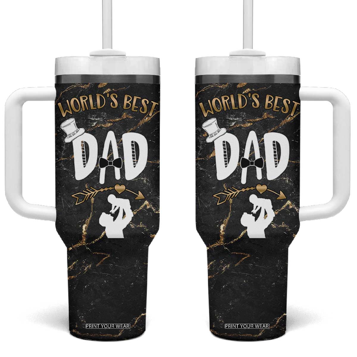 Father's Day Gift For Dad Tumbler With Handle World's Best Dad Daddy TB10 One Size: 40 oz Black Print Your Wear