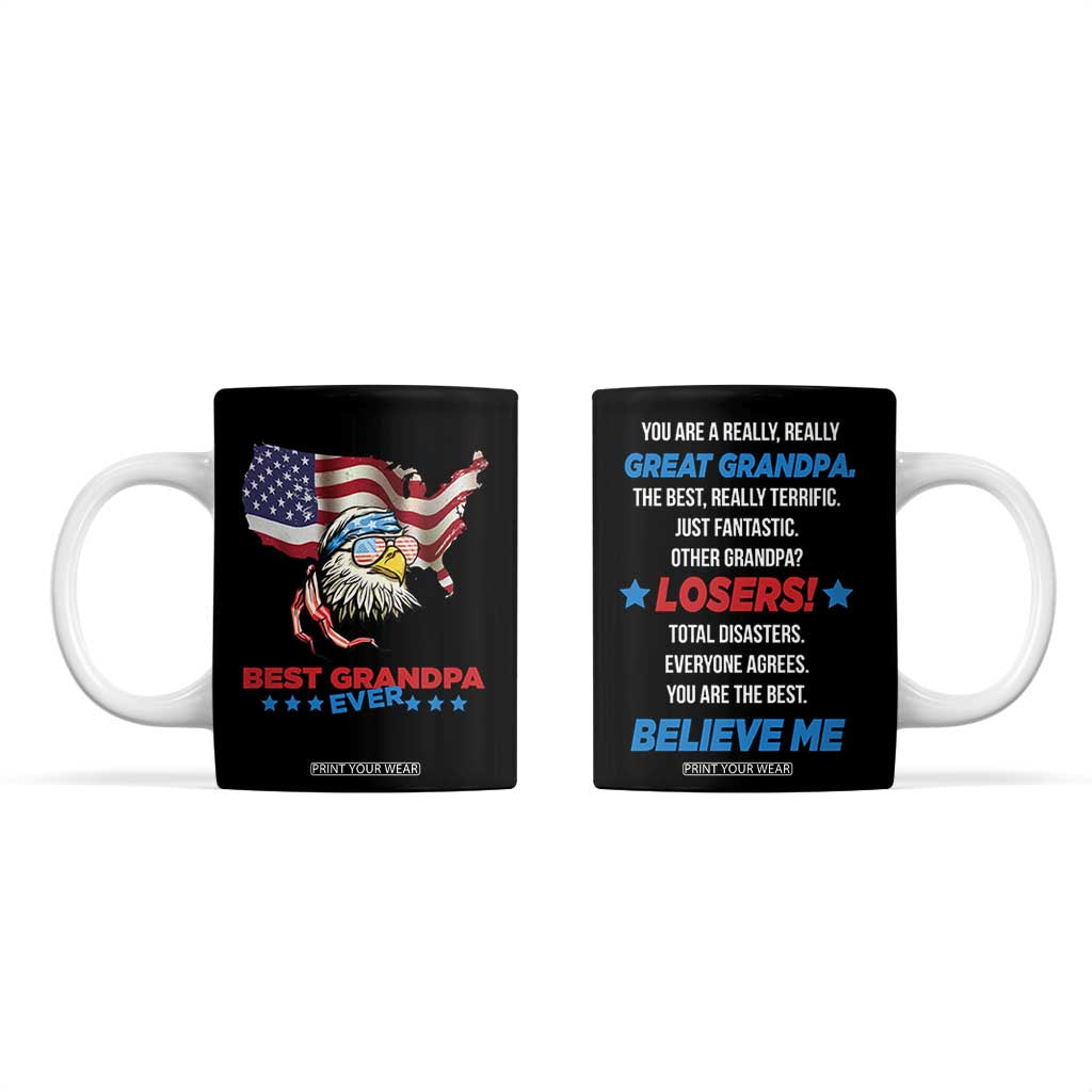 Best Grandpa Ever Coffee Mug Gifts for Grandfather New Grandfather Granddad Eagle US Flag TB10 Black Print Your Wear