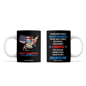 Best Grandpa Ever Coffee Mug Gifts for Grandfather New Grandfather Granddad Eagle US Flag TB10 Black Print Your Wear
