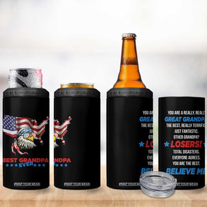 Best Grandpa Ever 4 in 1 Can Cooler Tumbler Gifts for Grandfather New Grandfather Granddad Eagle US Flag TB10 Print Your Wear