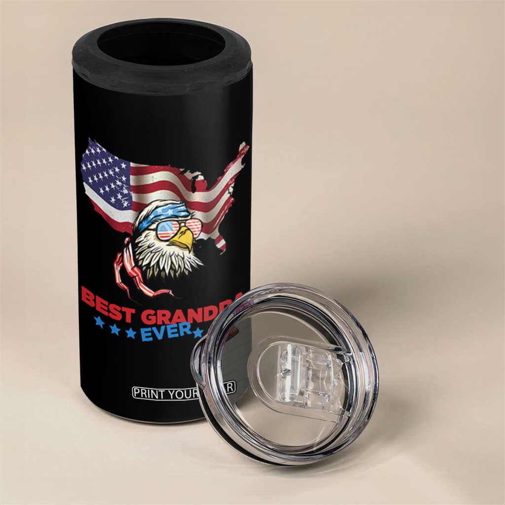 Best Grandpa Ever 4 in 1 Can Cooler Tumbler Gifts for Grandfather New Grandfather Granddad Eagle US Flag TB10 Print Your Wear