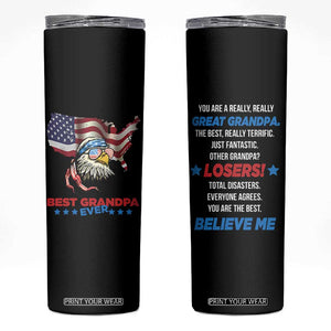 Best Grandpa Ever Skinny Tumbler Gifts for Grandfather New Grandfather Granddad Eagle US Flag TB10 Black Print Your Wear