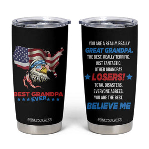 Best Grandpa Ever Tumbler Cup Gifts for Grandfather New Grandfather Granddad Eagle US Flag TB10 Black Print Your Wear