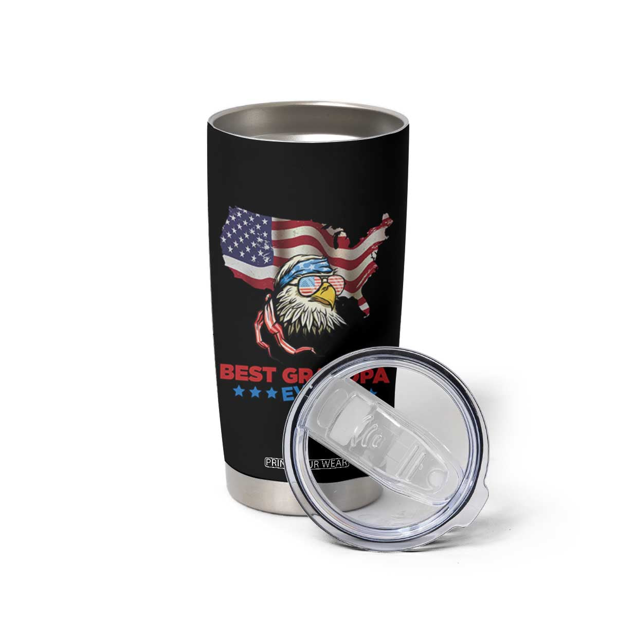 Best Grandpa Ever Tumbler Cup Gifts for Grandfather New Grandfather Granddad Eagle US Flag TB10 Print Your Wear