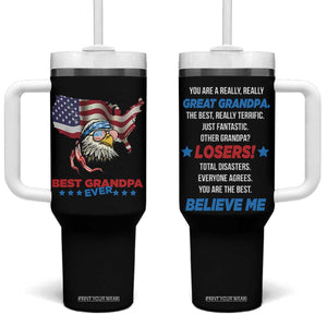 Best Grandpa Ever Tumbler With Handle Gifts for Grandfather New Grandfather Granddad Eagle US Flag TB10 One Size: 40 oz Black Print Your Wear