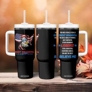 Best Grandpa Ever Tumbler With Handle Gifts for Grandfather New Grandfather Granddad Eagle US Flag TB10 Print Your Wear
