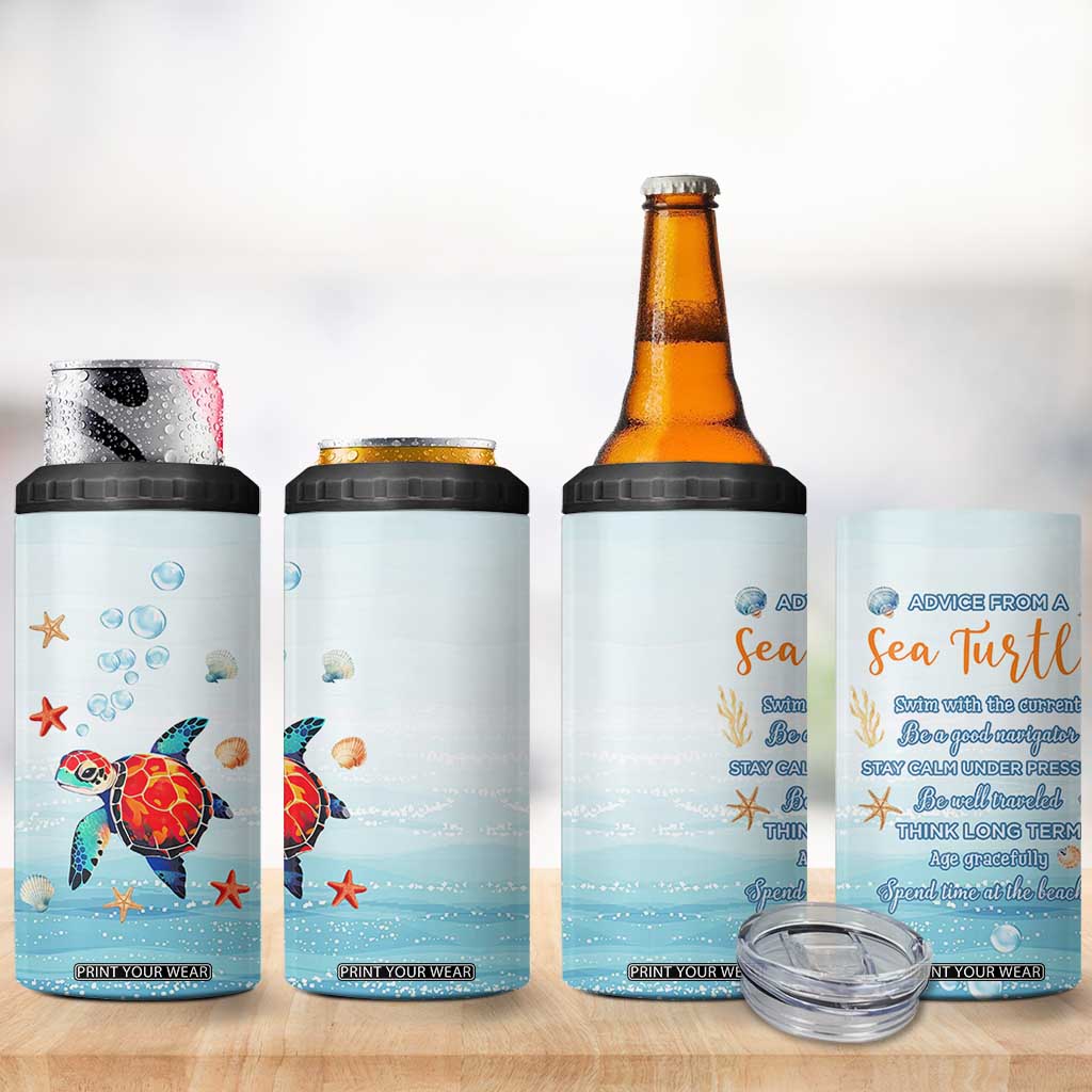 Sea Turtle Gifts 4 in 1 Can Cooler Tumbler Beach Ocean Gifts For Women Turtle Lovers TB10 Print Your Wear