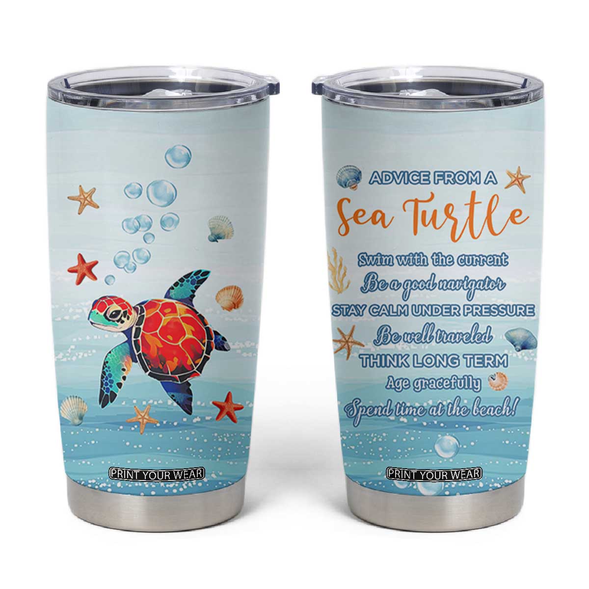 Sea Turtle Gifts Tumbler Cup Beach Ocean Gifts For Women Turtle Lovers TB10 Blue Print Your Wear