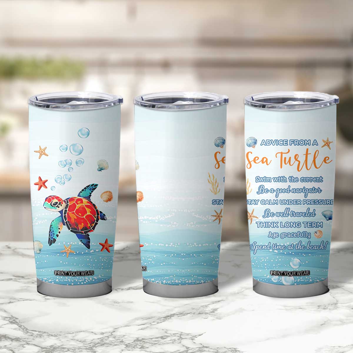 Sea Turtle Gifts Tumbler Cup Beach Ocean Gifts For Women Turtle Lovers TB10 Print Your Wear