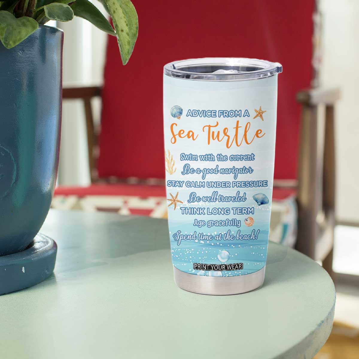 Sea Turtle Gifts Tumbler Cup Beach Ocean Gifts For Women Turtle Lovers TB10 Print Your Wear