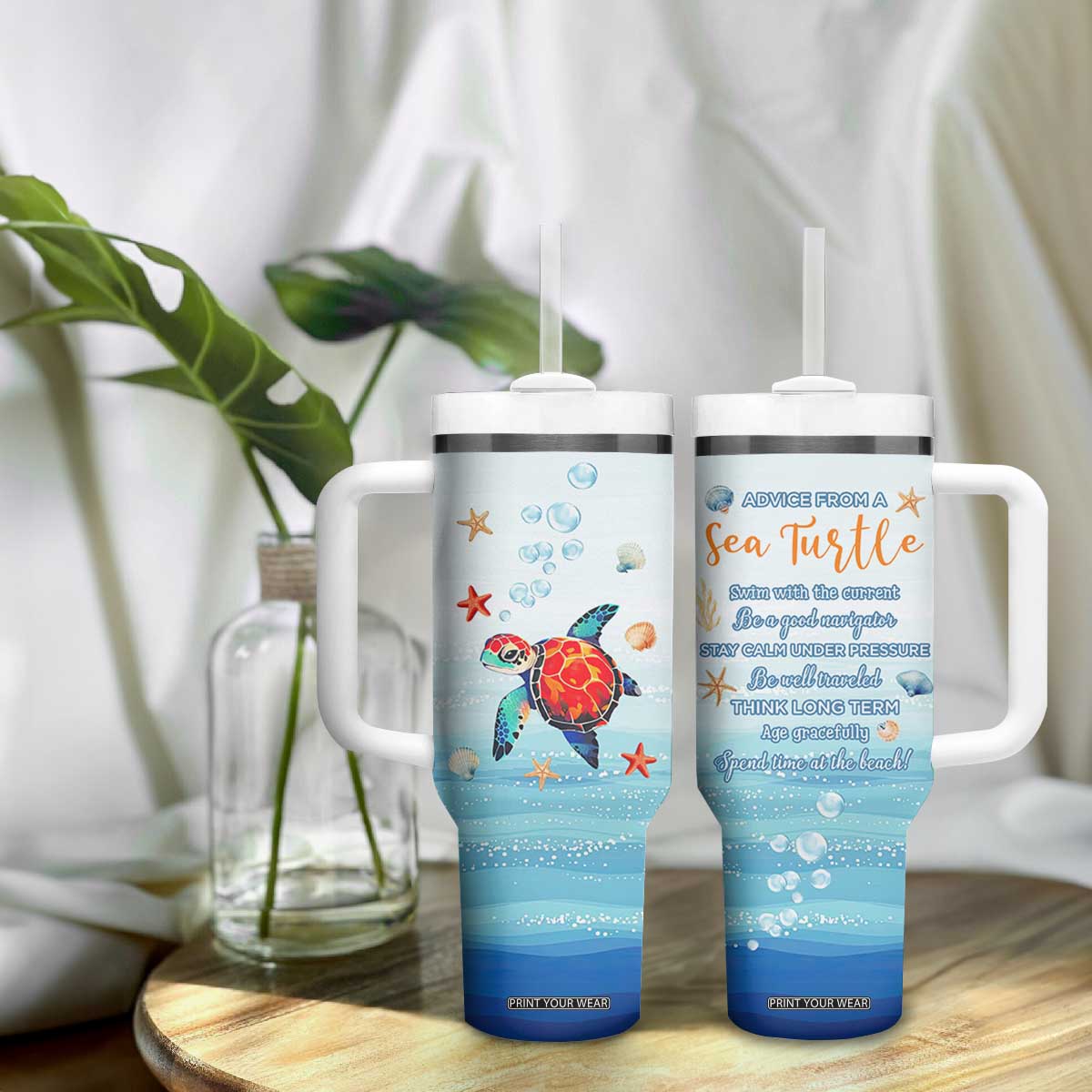Sea Turtle Gifts Tumbler With Handle Beach Ocean Gifts For Women Turtle Lovers TB10 Print Your Wear